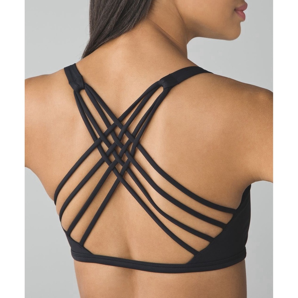 Lululemon Free To Be Zen Sports Bra Womens 10 Black Strappy Open Back Training